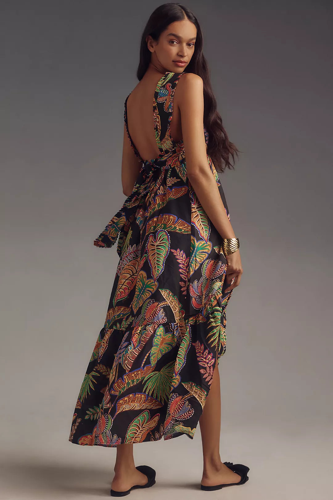Anthropologie Farm Rio Cool Foliage Sleeveless Midi Dress Size XLarge