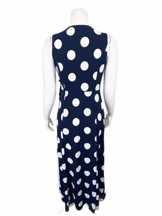 Susan Graver Navy White Polka Dot Wrap Dress Size 2X