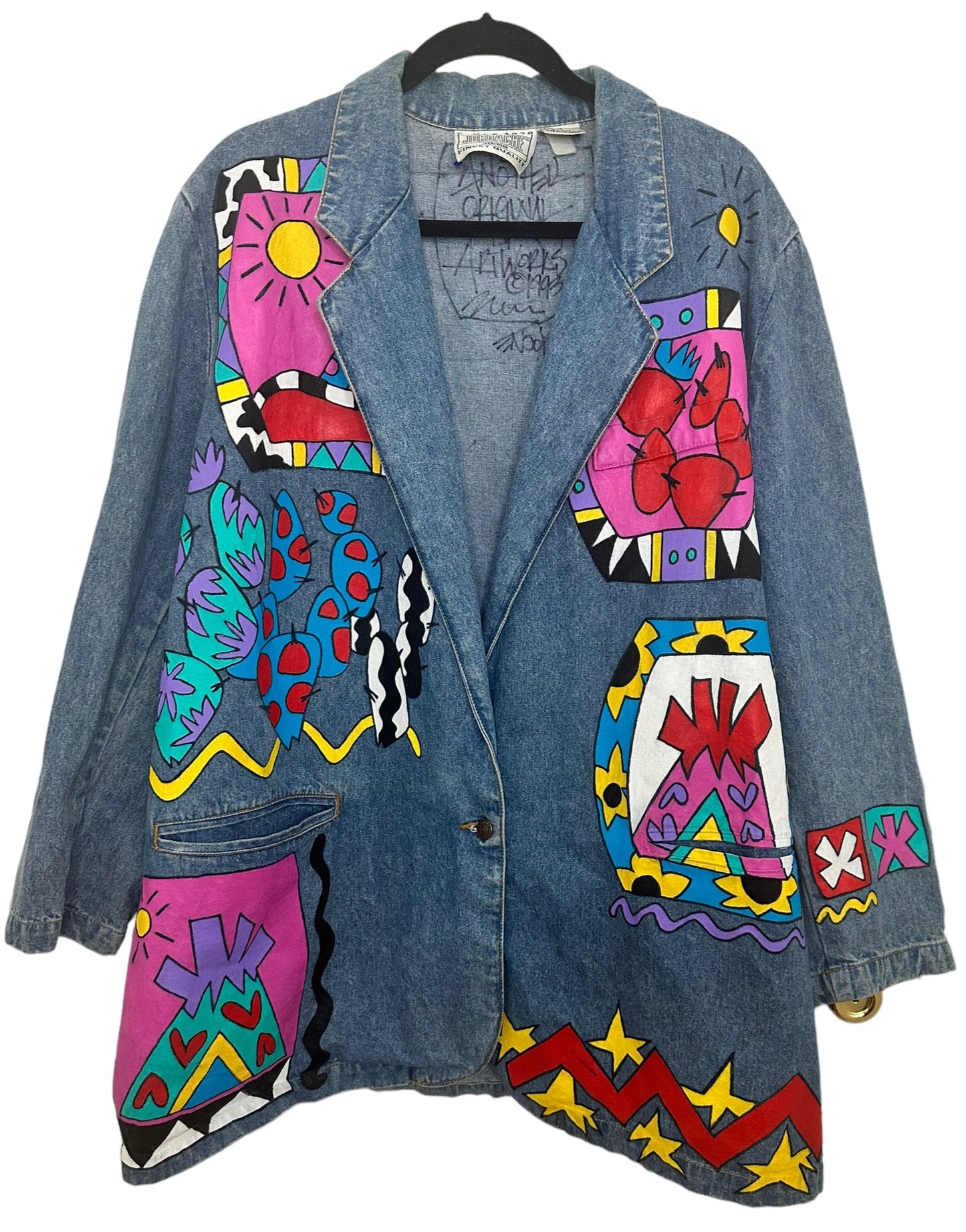 Handpainted Denim Blazer Size 1X