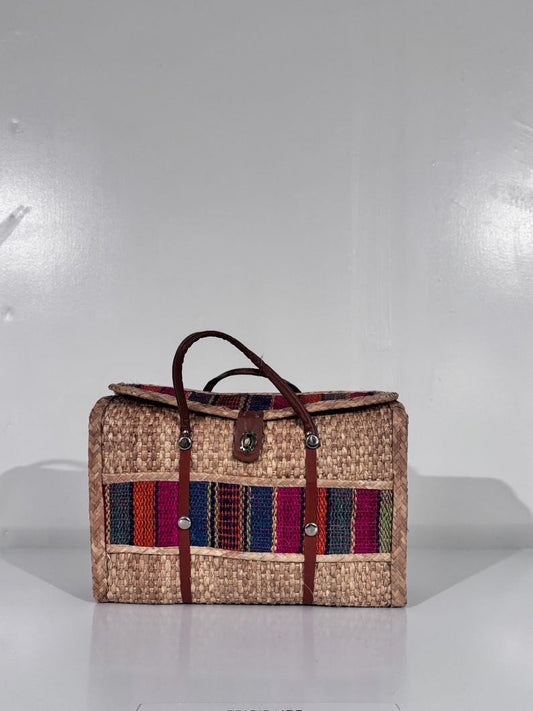 Vintage Woven Straw Tote Bag Bohemian Textile Beach Bag