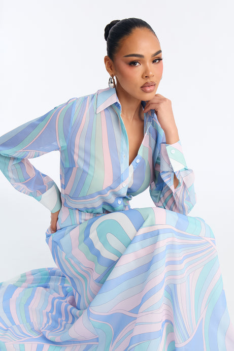 Fashion Nova Pastel Colorful Print Maxi Dress Size Medium