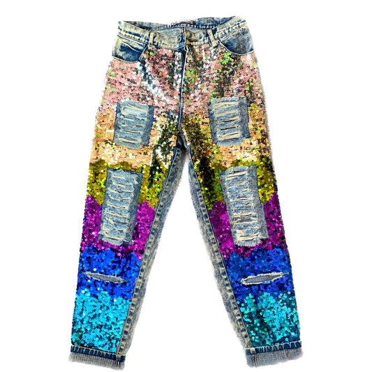 Showtime Sequin Front Jeans Size Small