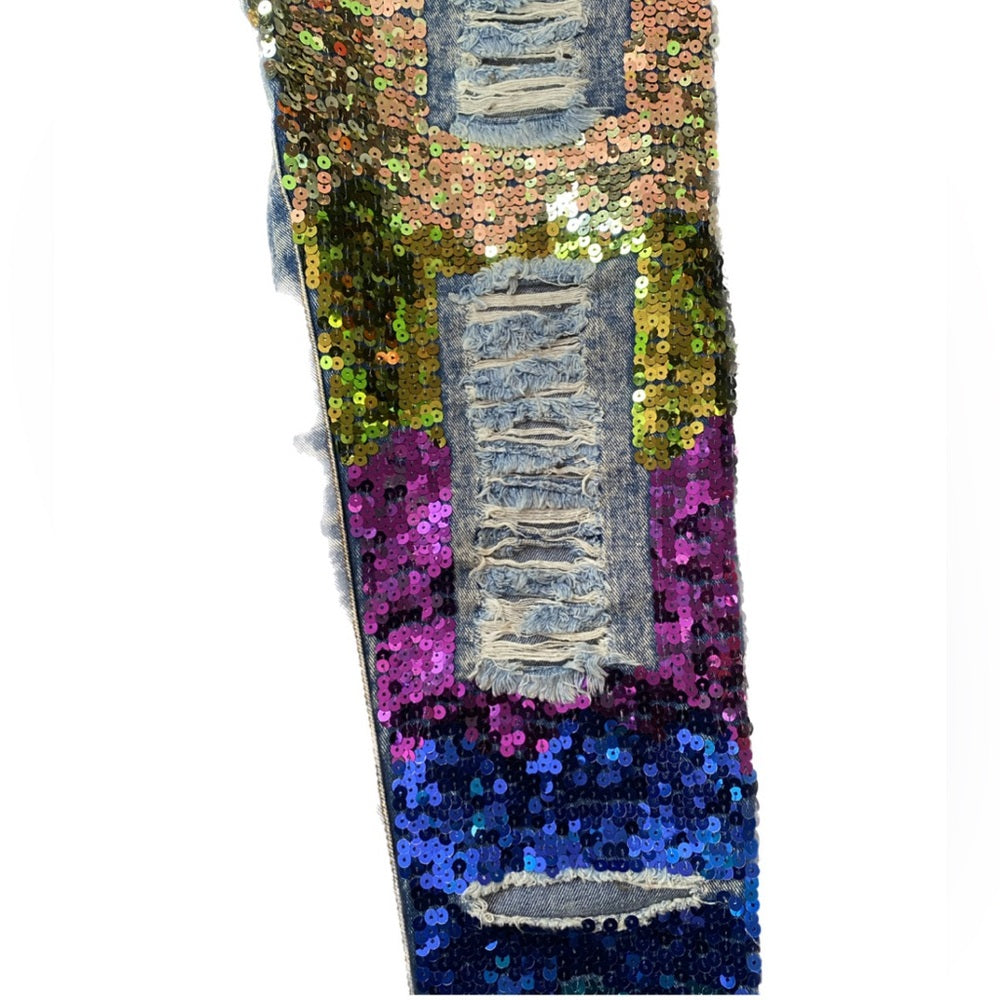 Showtime Sequin Front Jeans Size Small