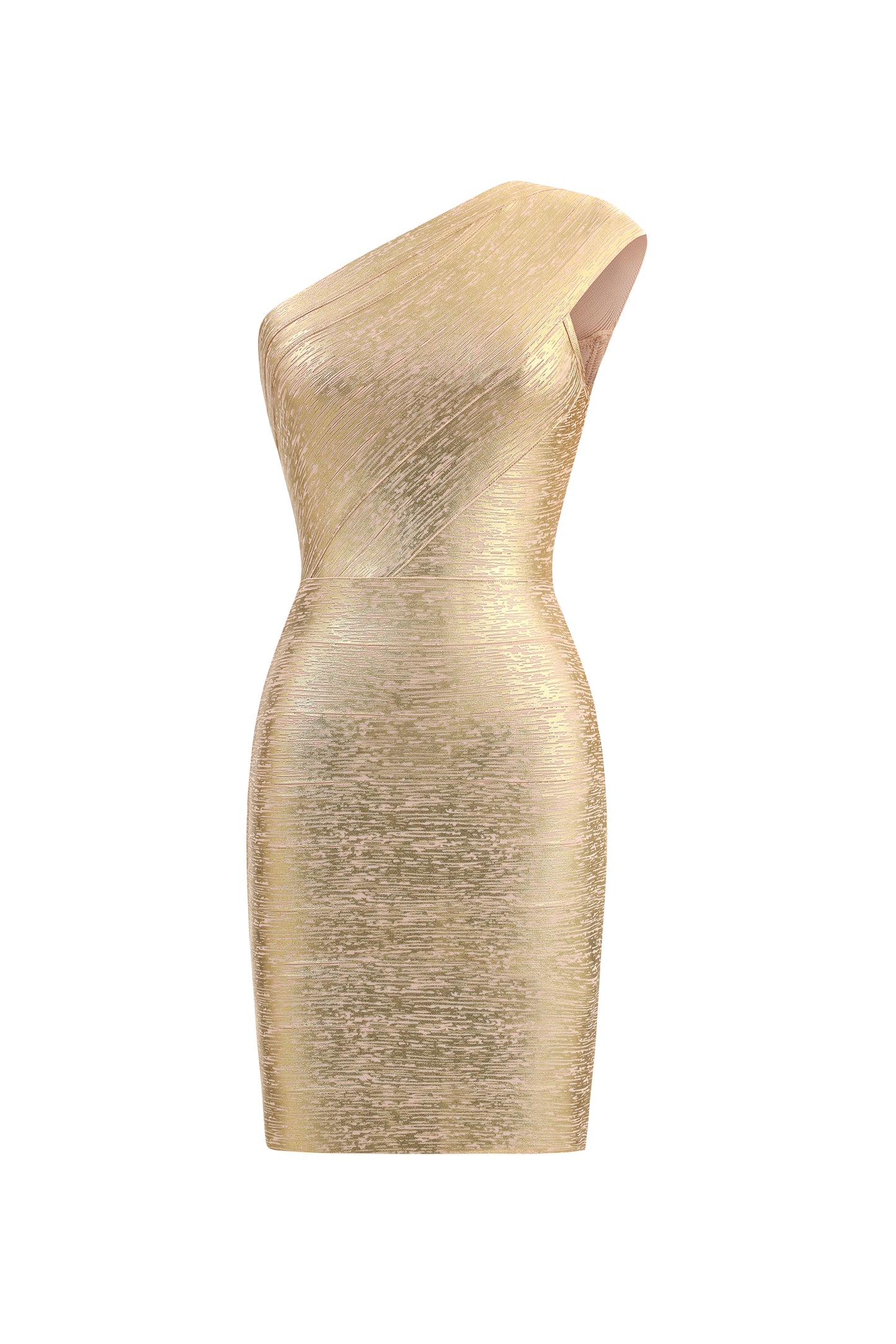 Bella Barnett Metallic Bandage Mini Cocktail Dress Gold Size Small