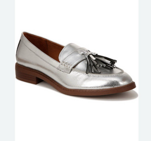 Franco Sarto Carolyn Low Silver Loafers Size 8