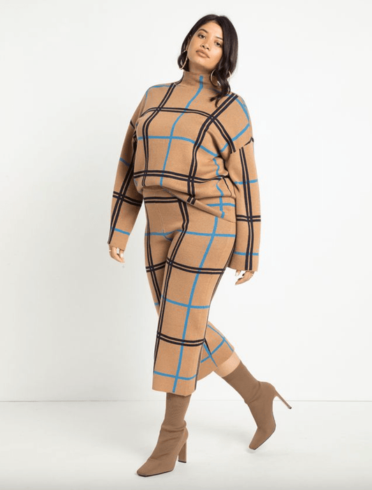ELOQUII Windowpane Plaid Two Piece Pants Set Size 22/24