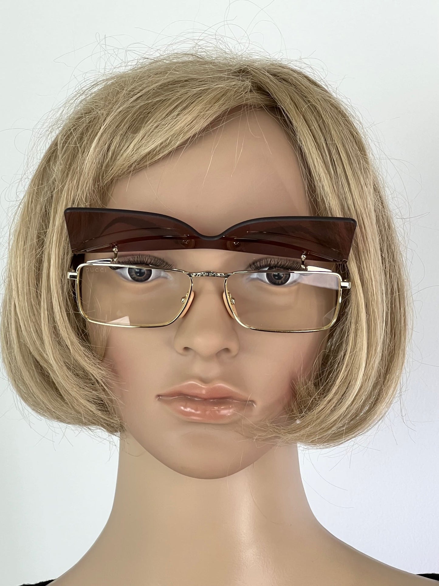 Gucci Flip-Up Sunglasses Rectangle Red Gold frames GG0363S 002 56