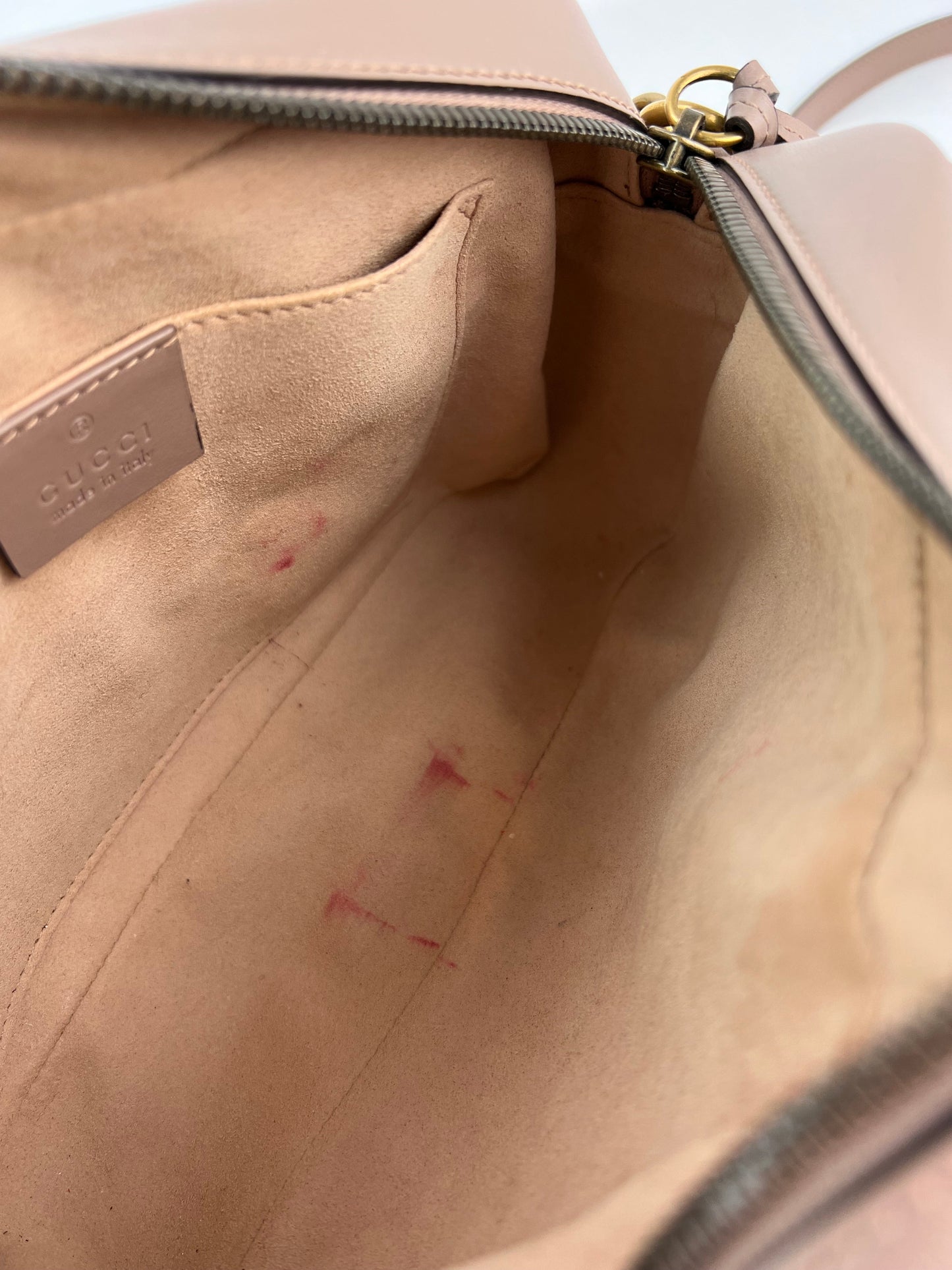 Gucci GG Marmont Small Chain Beige Matelasse Leather Crossbody Bag