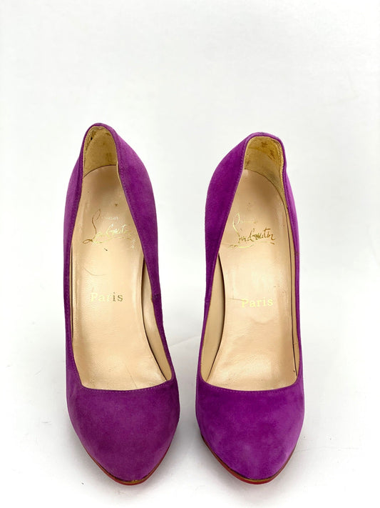 CHRISTIAN LOUBOUTIN Suede Purple Pumps Heels SZ 37 / Us 7