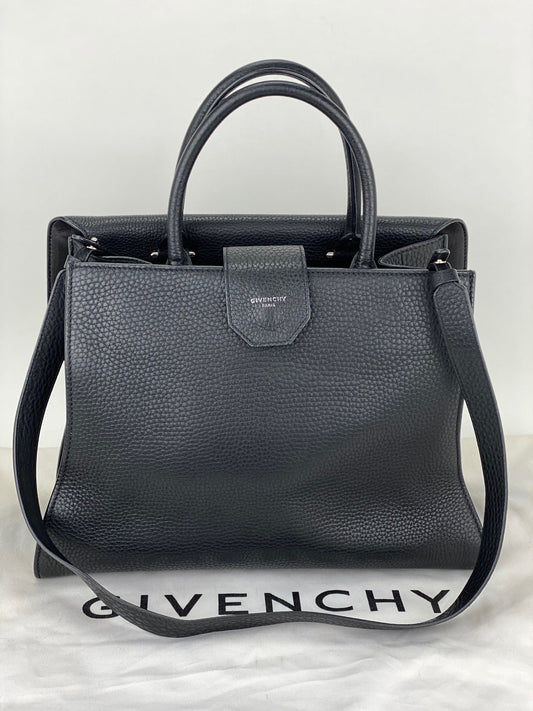 Givenchy Obsedia Medium Flap Black Pebbled Calfskin Satchel Hand Bag