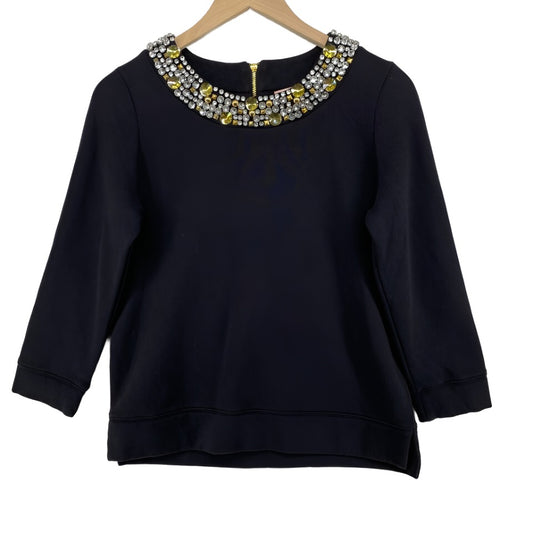 Juicy Couture Black Sweatshirt with Rhinestone Neckline Size Large