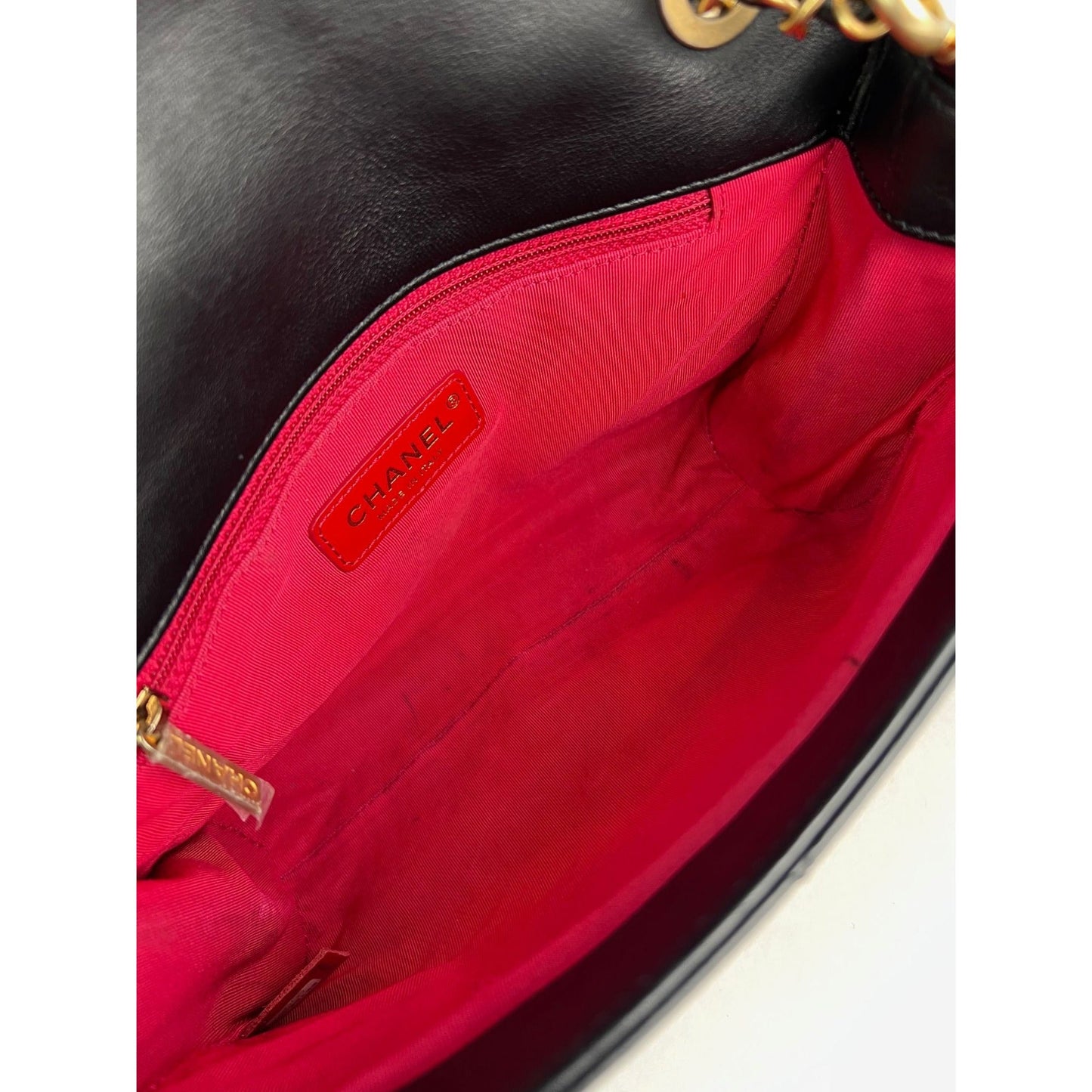 Chanel Calfskin Quilted Enchained Black Flap Shoulder Bag