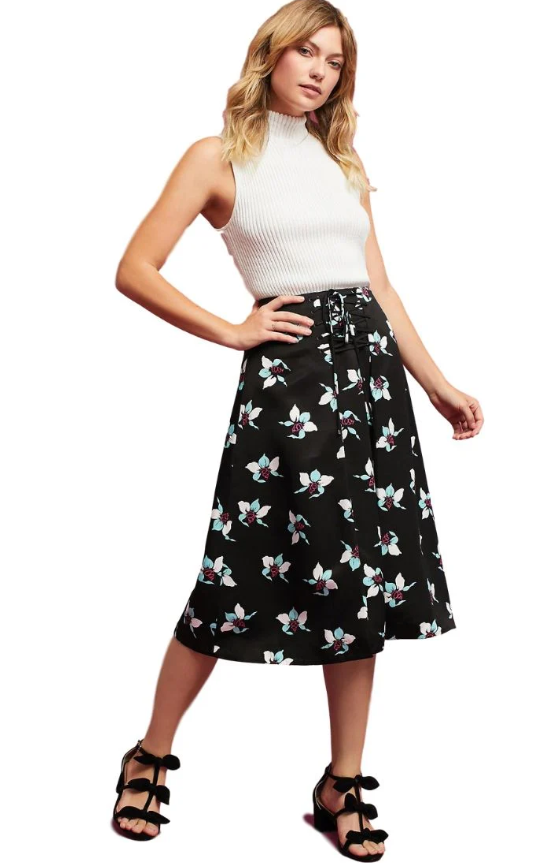 Maeve Black Floral Skirt Size 2 Small