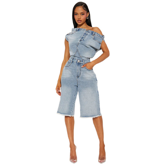 Denim Jorts Romper