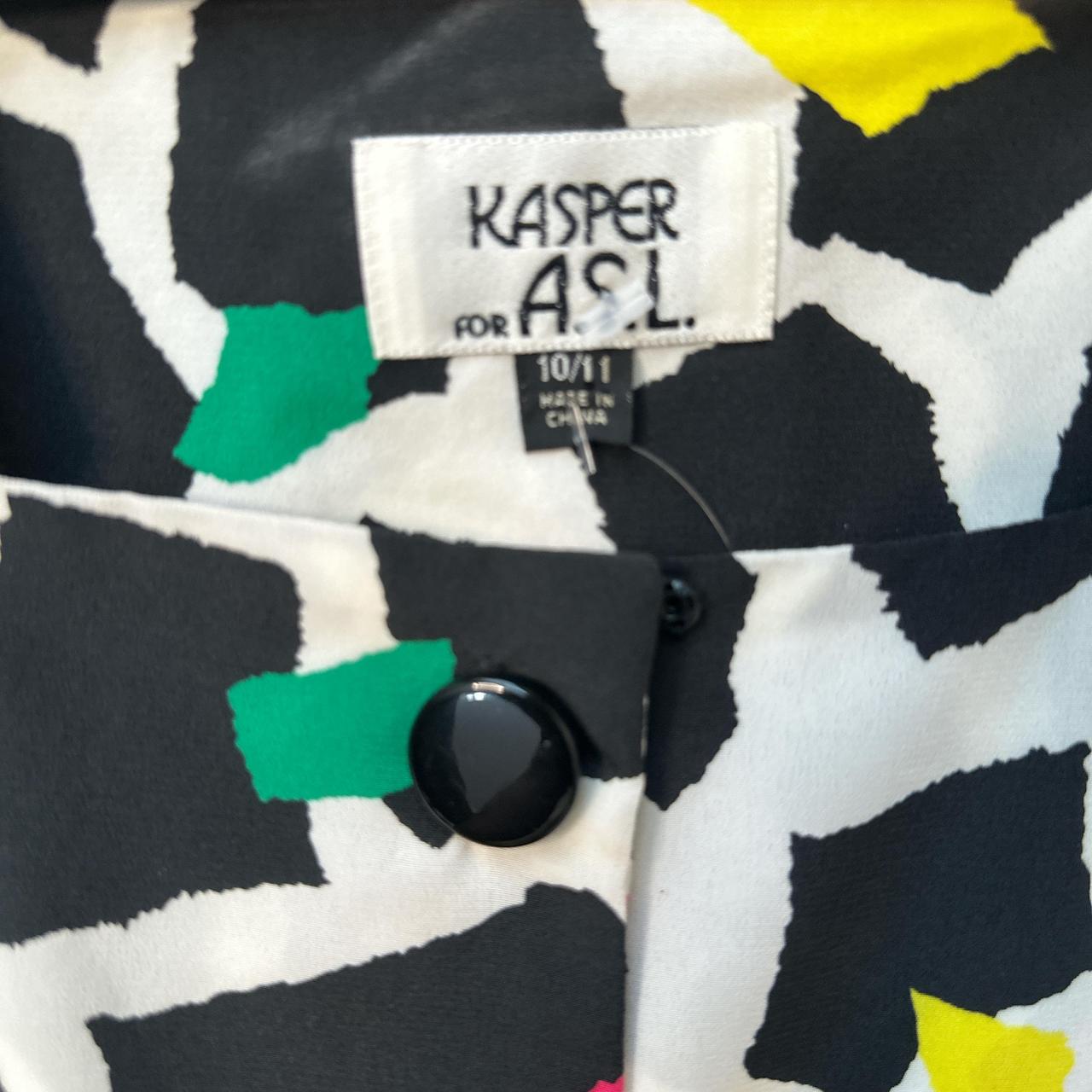 Kasper ASL Black White Animal Print Colorful Dress Size 10/11