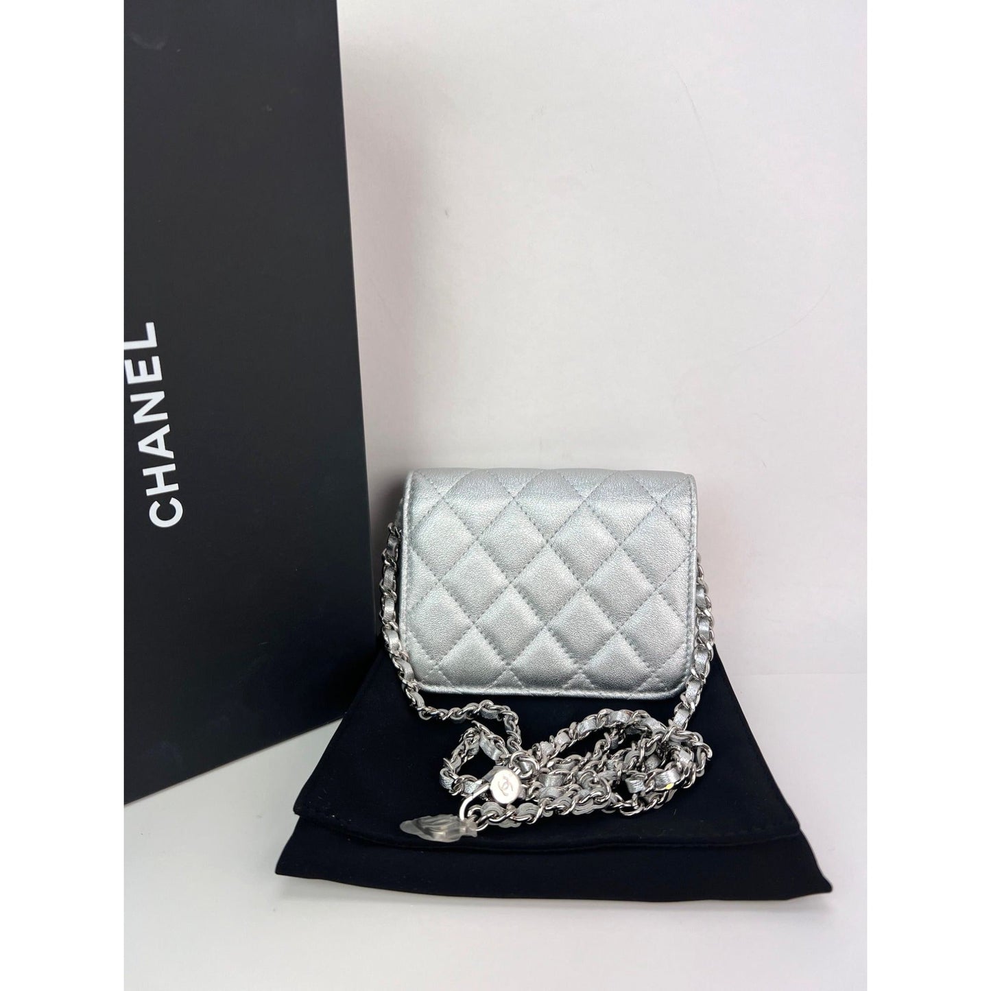 Chanel Metallic Goatskin Quilted Star Flap Waist Belt Shoulder Bag