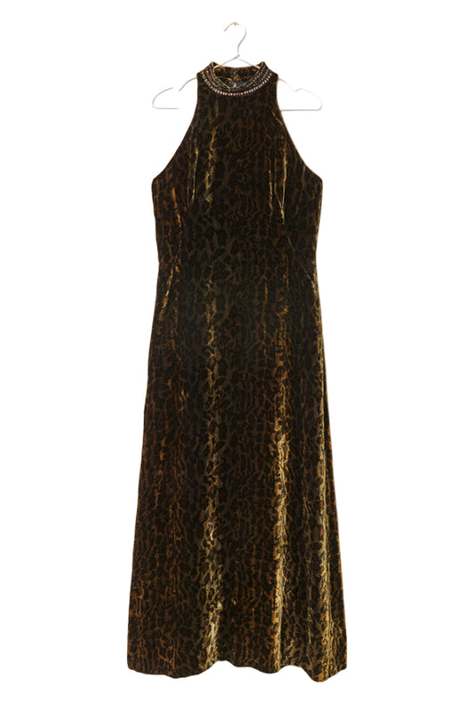 Rimini Mock Neck Velvet Maxi Dress Size 8 (Hem Needs Repair)