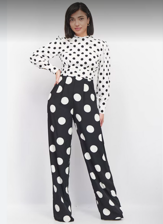 ASOS Mixed Prints Black White Polka Dot Jumpsuit Size 8