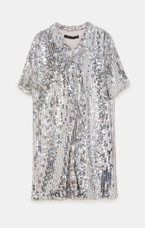 Zara Sequin Shirt Dress Size Large