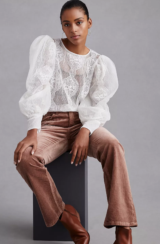 Anthropologie Forever That Girl Sheer Lace Blouse Size Small