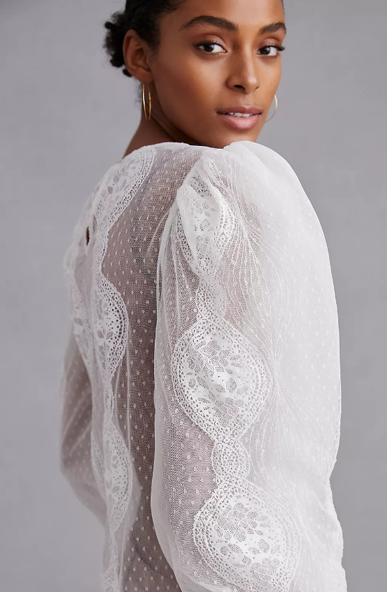 Anthropologie Forever That Girl Sheer Lace Blouse Size Small