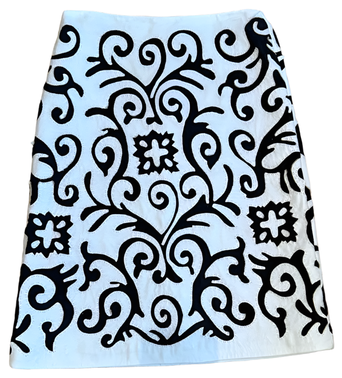 Per Se Leather Skirt White Black Lined Size 4