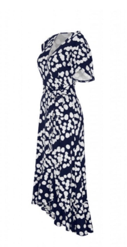 Cabi Navy White Polka Dot Dress Size XLarge