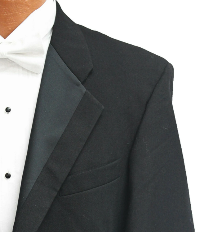 Perry Ellis Black Tuxedo Tailcoat Long Tails Jacket Size 46R (Missing Button)