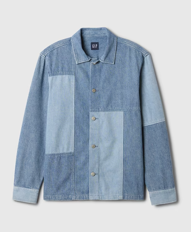 GAP Patchwork Denim Shirt Shacket Size XLarge