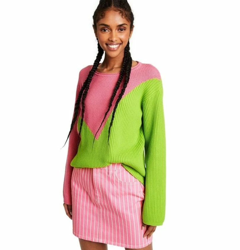 Victor Glemaud Target Pullover Sweater Pink/Green