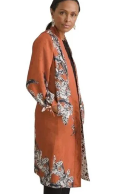 Chico's Reversible Leopard Print Satin Cardigan Size 3 (US XLarge)