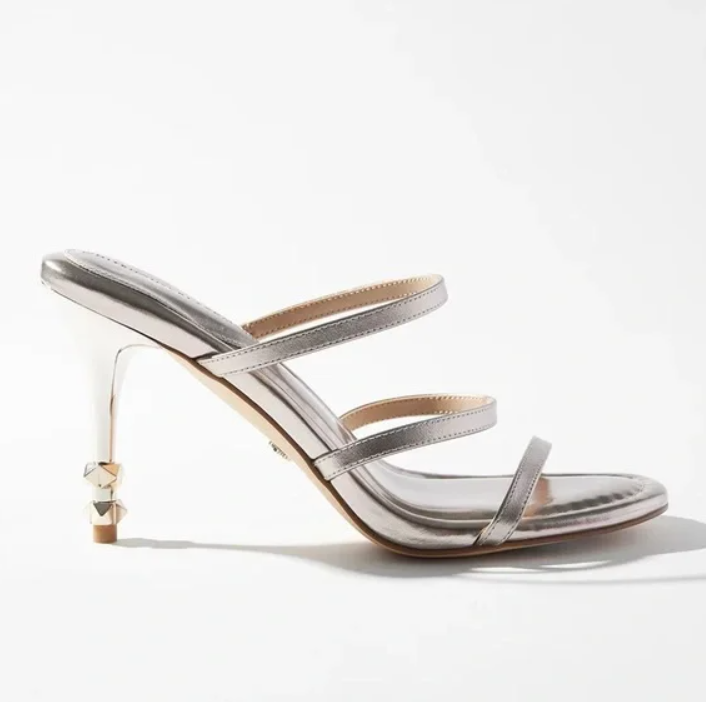 White House Black Market Metallic Strappy Sandals Size 8