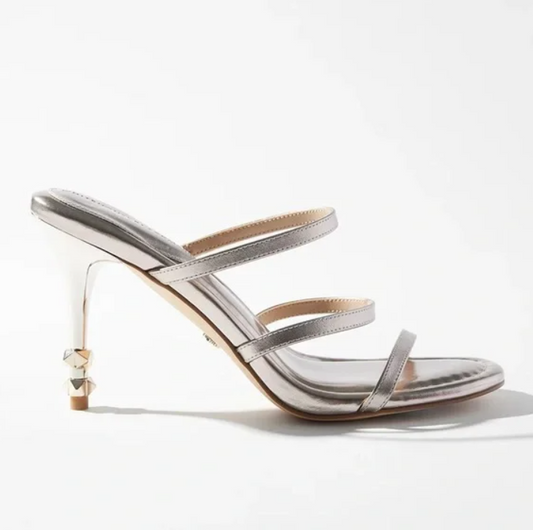 White House Black Market Metallic Strappy Sandals Size 8
