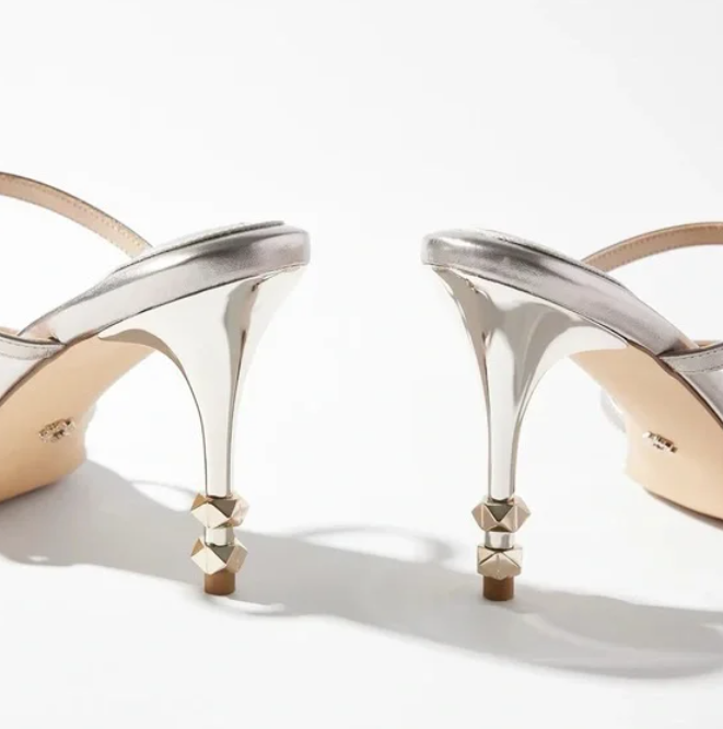 White House Black Market Metallic Strappy Sandals Size 8