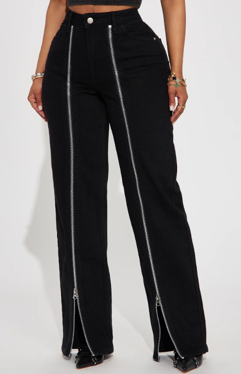 Fashion Nova Black Zipper Jeans Size 15