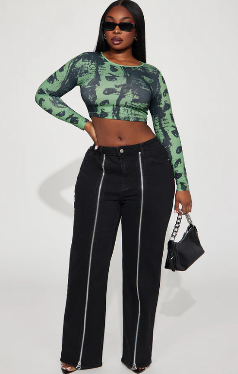 Fashion Nova Black Zipper Jeans Size 15