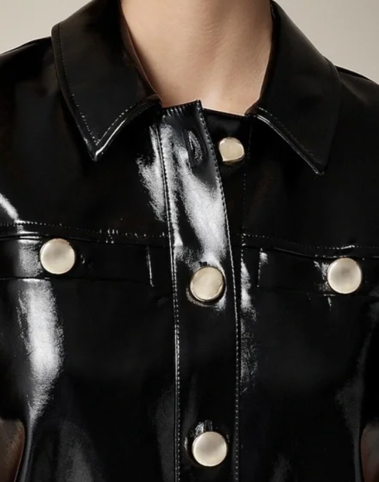 J Crew Collection Gamine Mini Shirtdress in Faux Patent Leather Size 20