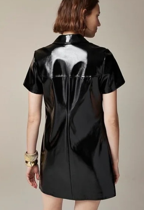 J Crew Collection Gamine Mini Shirtdress in Faux Patent Leather Size 20