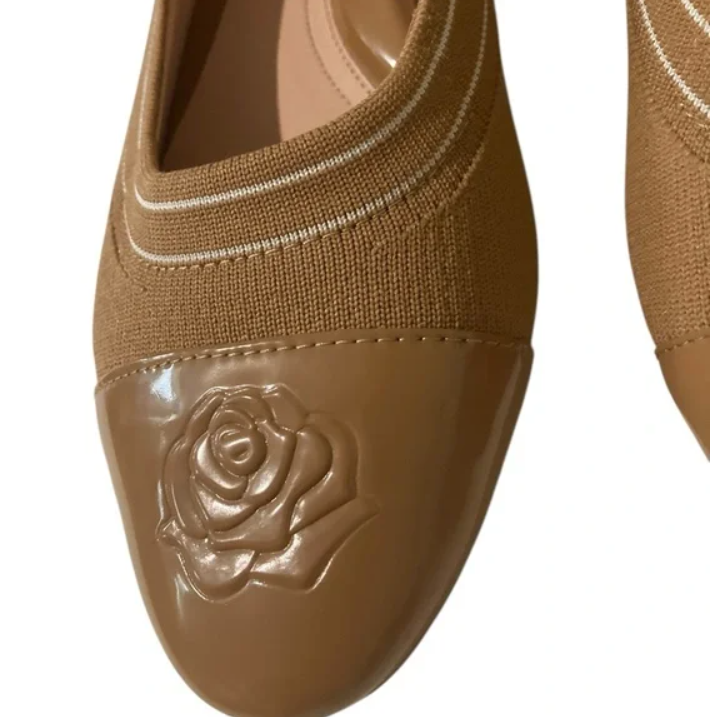 Taryn Rose Knit & Leather Cap-Toe Pamela Flats Size 9