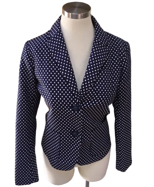 Gap Academy Navy White Polka Dot Blazer Size 8