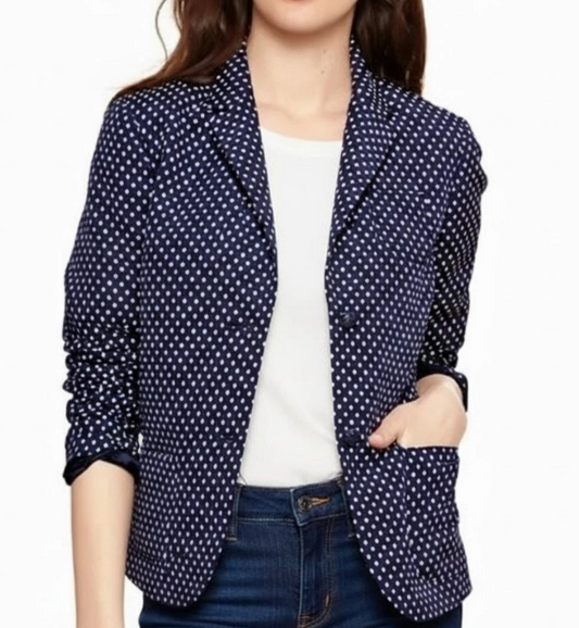 Gap Academy Navy White Polka Dot Blazer Size 8