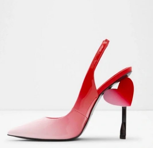 Aldo Red Ombre Heart Slingback Pumps Size 9