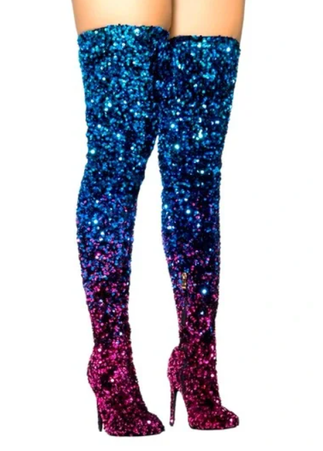 Azalea Wang Elliana Multi Ombre Sequin Boot Size 9