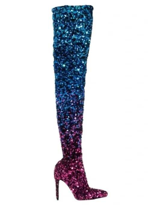 Azalea Wang Elliana Multi Ombre Sequin Boot Size 9
