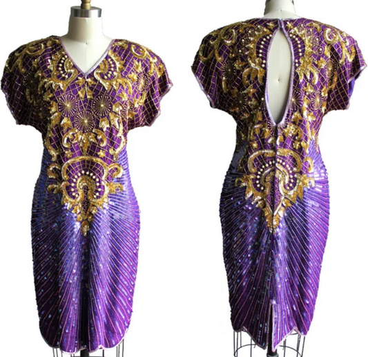 Essence Purple Gold Dress Size 20