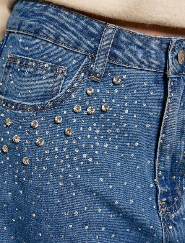 Aiirz Rhinestone Embellished Bling Wide Leg Jeans Size 27