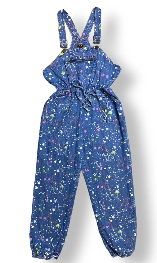 Taxi Paint Splatter Denim Jumpsuit Size 2X
