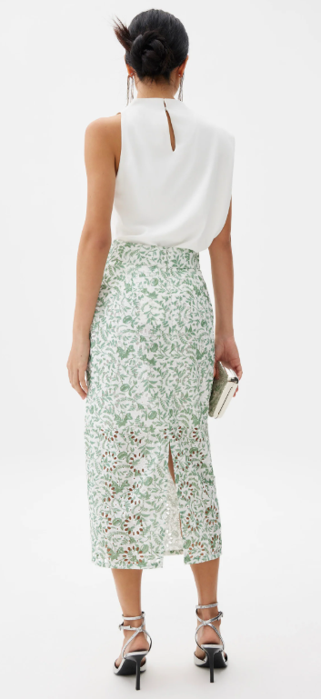Love Bonito Green White Eyelet Skirt Size 10