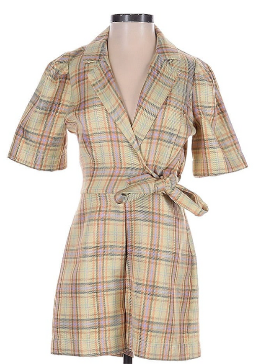 Adelyn Rae Plaid Romper Size Large