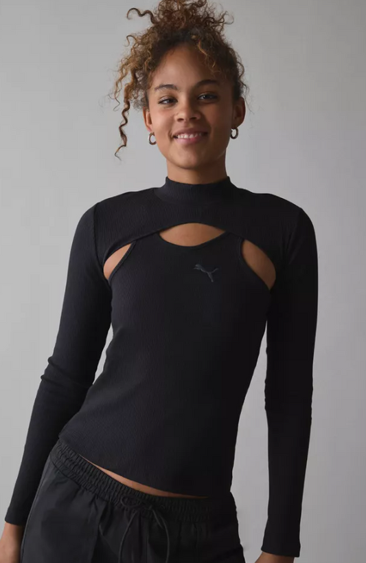 Puma Dare To Midnight Motion Black Long Sleeve Tee Size Medium